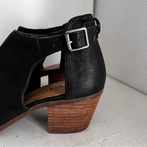 Lucky Brand Barimo Black leather open toe cut out bootie size 10 - Picture 2 of 12